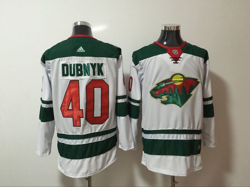 Men Minnesota Wild #40 Dubnyk White Hockey Stitched Adidas NHL Jerseys